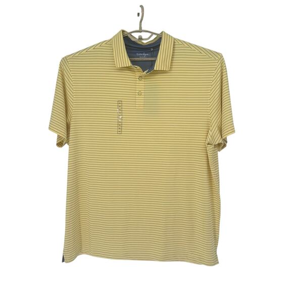 NEW Walter Hagen Performance 11 Yellow Blue Striped Golf Polo Shirt XXL - Picture 1 of 9